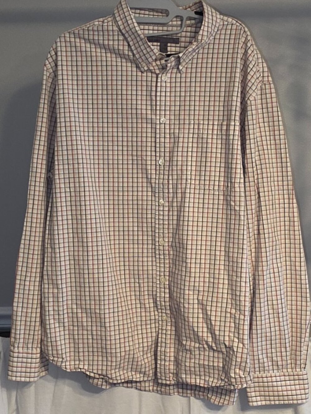 Old Navy Classic Fit Everyday Plaid Shirt XXL Preppy Business Casual Beige